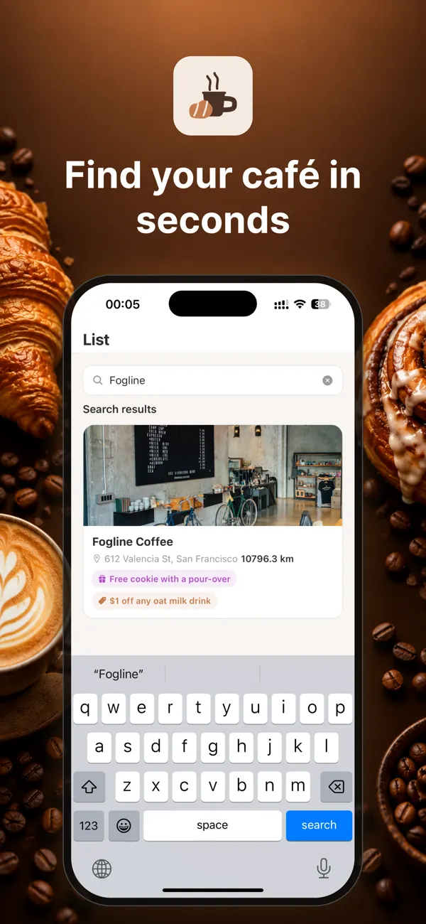 Searching for a café by name